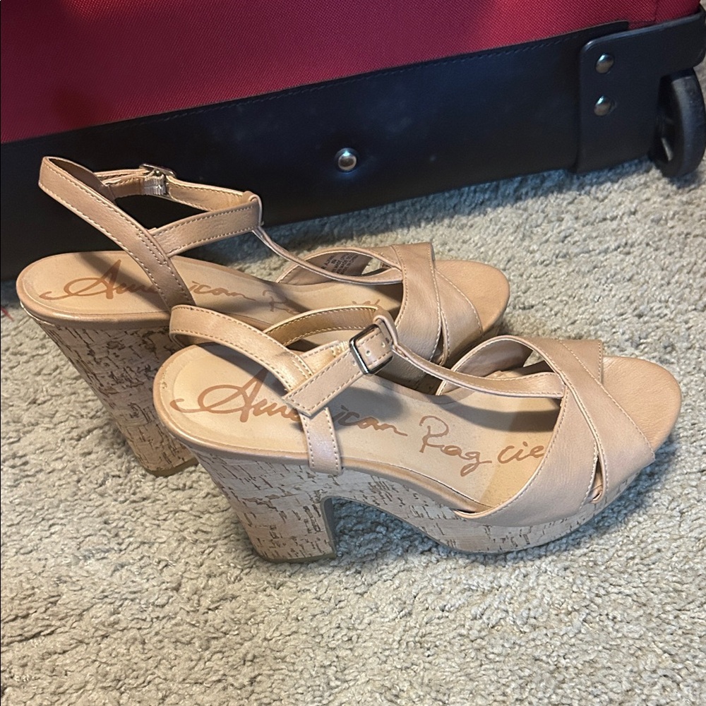 American Rag Beige Wedge Sandals worn once